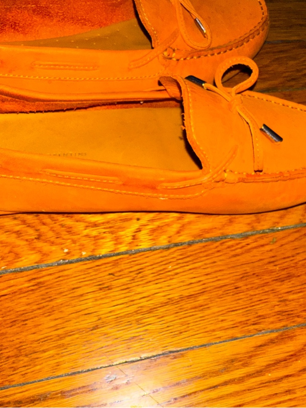 Mercanti Fiorentini Orange Suede Driving Loafers – Size 8.5B Flat Shoe - Picture 5 of 11